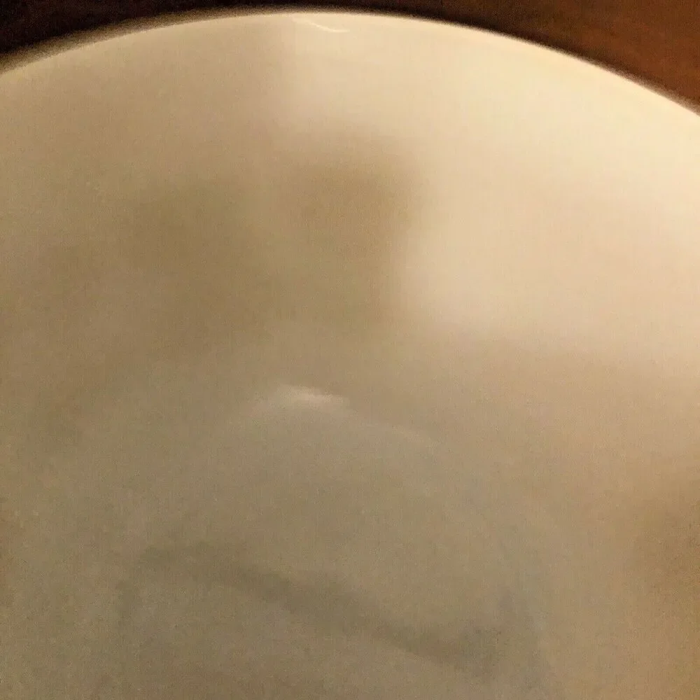Federal Glass Mixing Bowl VTG 70s Avocado Green Tropical Floral 6